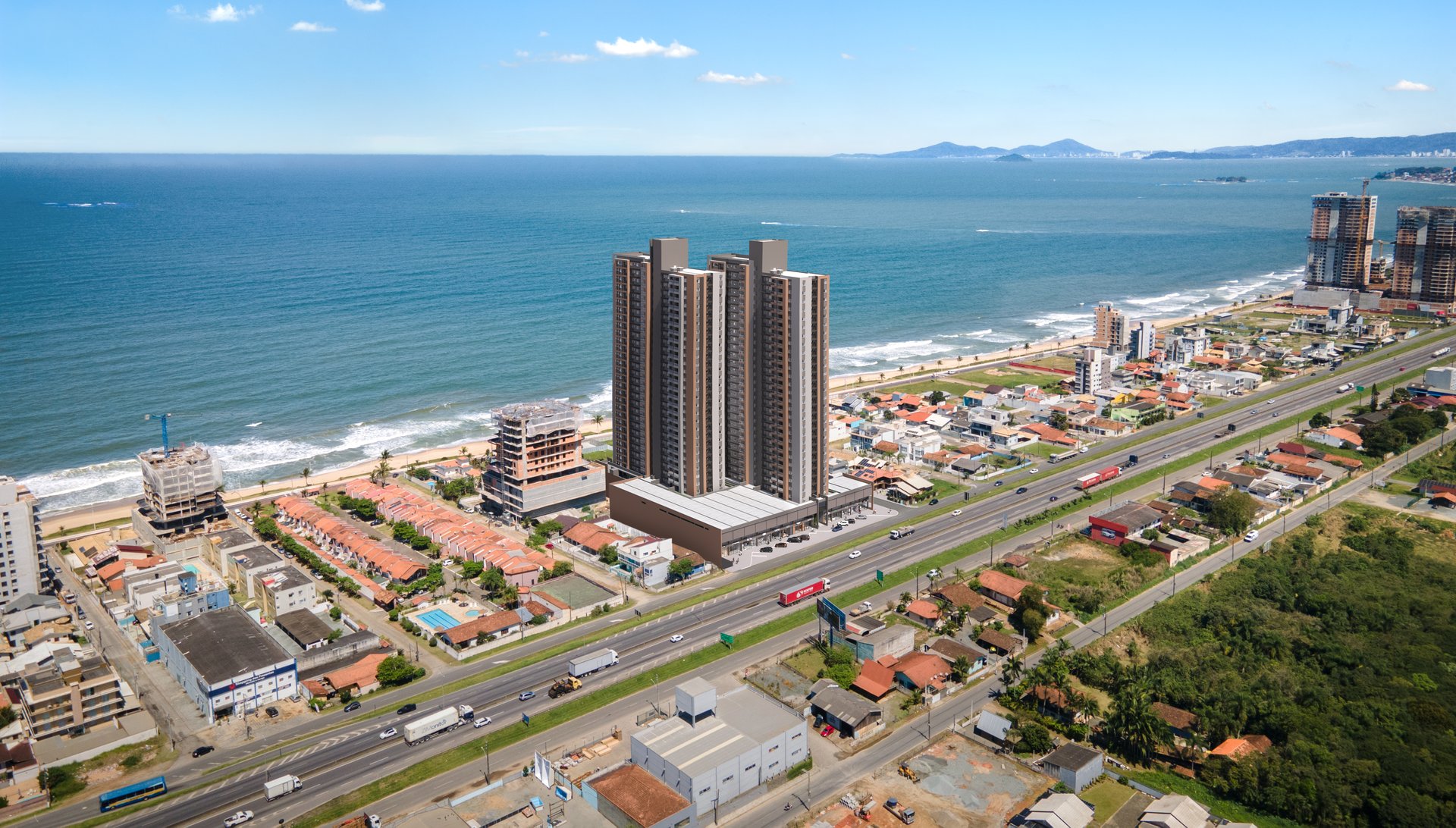 Fachada aérea oficial do Orla da Barra — imagem enviada pelo cliente