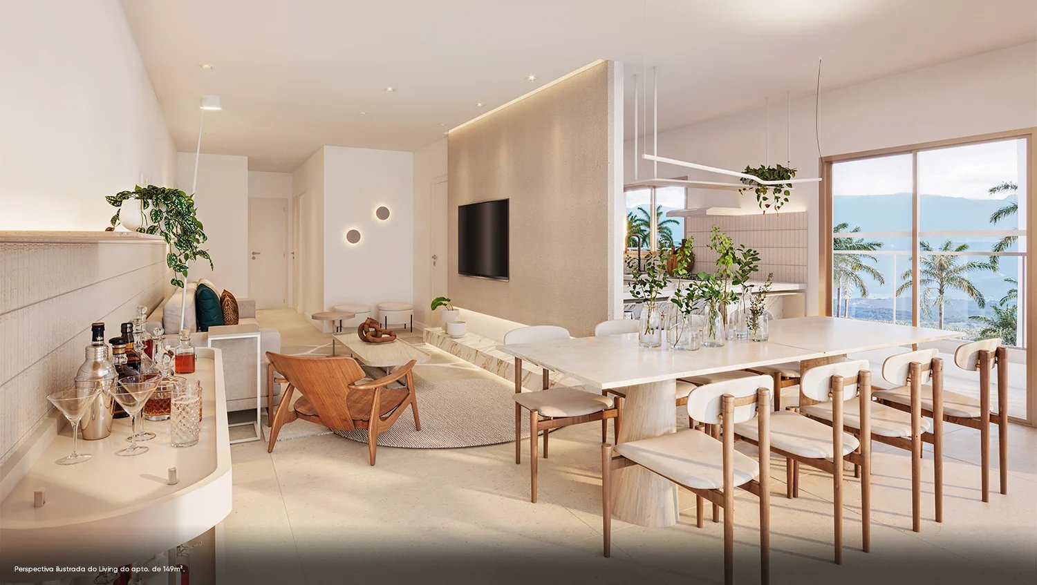 Living do apto. de 149 m²