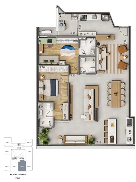 114 m² — 3 dorms., 2 suítes (final 2) do Onda Bertioga