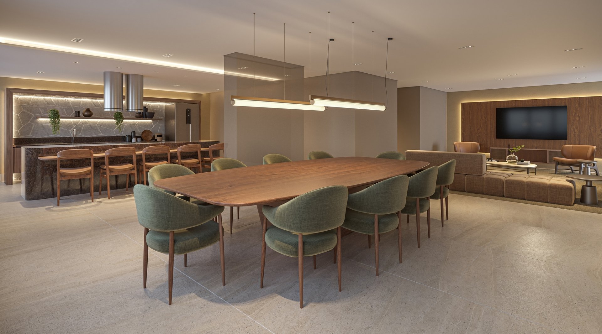 Espaço Gourmet c/ 124m² (perspectiva artística)