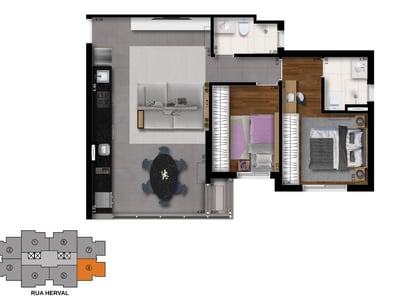 Finais 02, 03, 06 e 07 com integração de ambientes - *ilustração artística