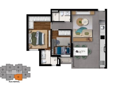 Finais 01, 04, 05 e 08 com integração de ambientes - *ilustração artística