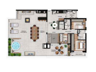 206m²