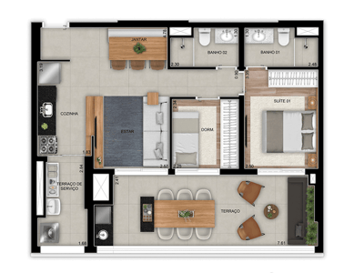 75m²