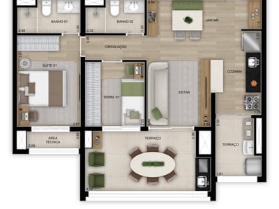 74m²