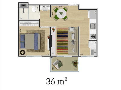 36m²