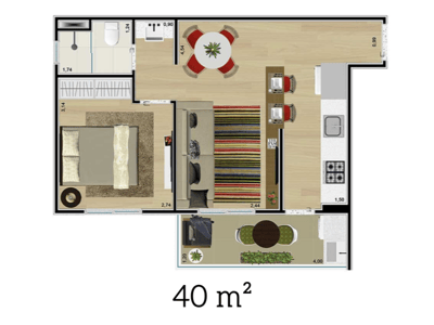 40m²