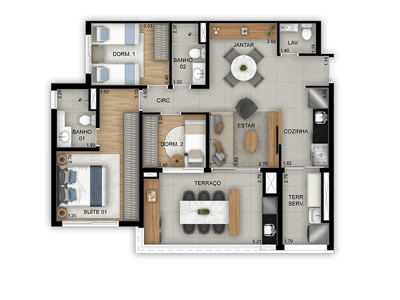 90m²