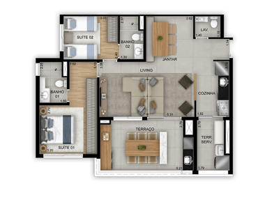 90m²