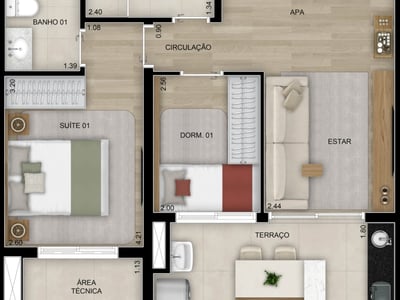 55m²