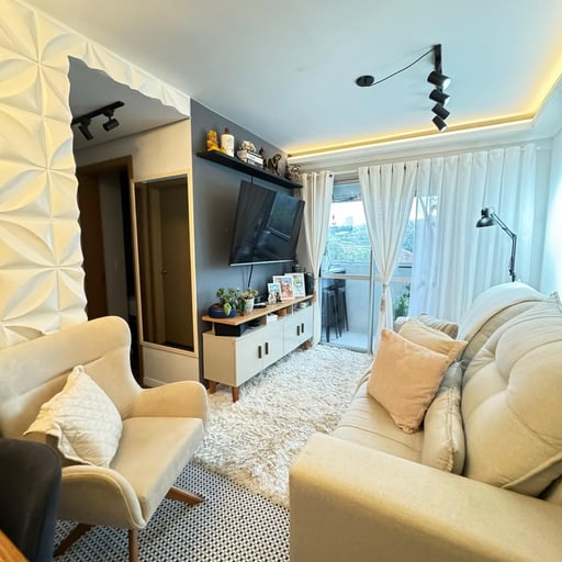 Apartamento mobiliado 2 dorm. com elevador, garagem coberta e salão de festas