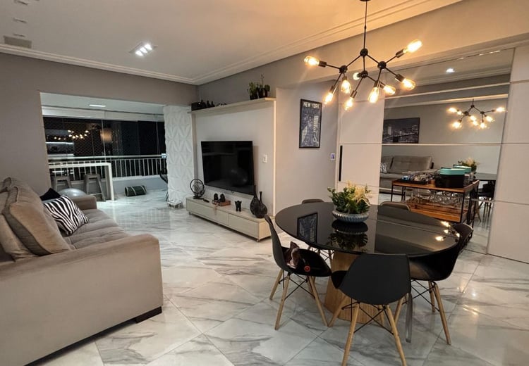 Sala e jantar integradas