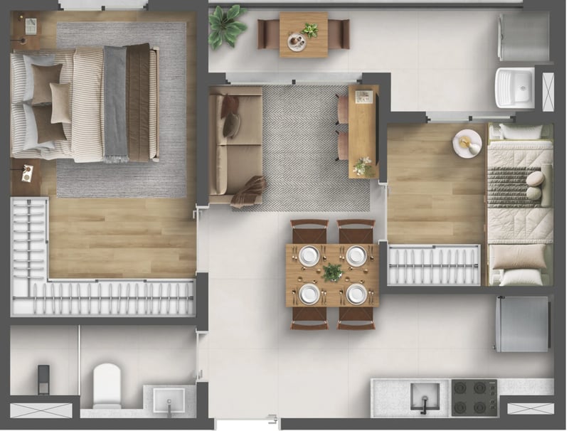 Planta 39 Tipo A do Residencial Marô