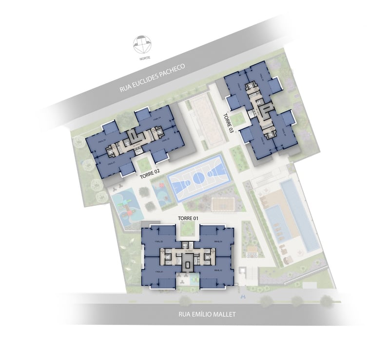 Mapa de unidades no empreendimento do Andaluzia