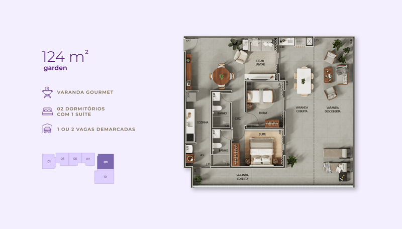 124 m² — Garden, 2 dorms., 1 suíte do Jacarandá Club