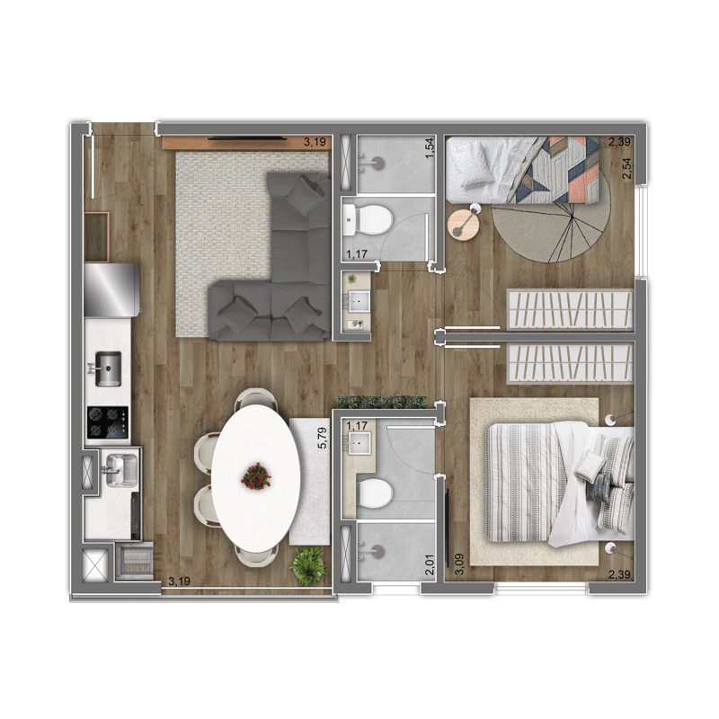 44m² do Aura Guilhermina