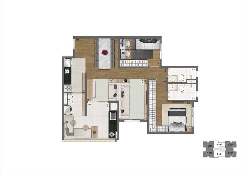 83m² do Living Wish Mooca