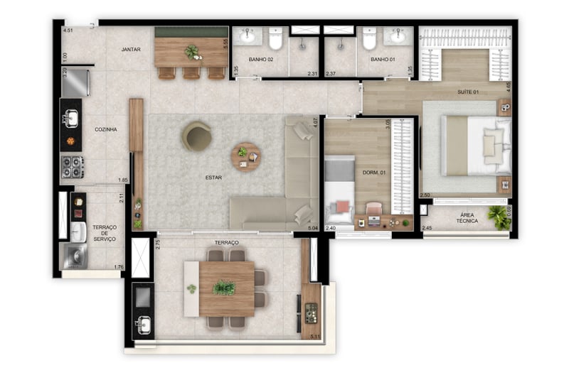 91m² do Vista Tatuapé Boulevard