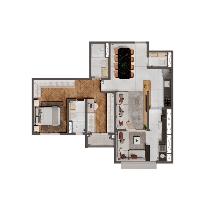 75m² do Palazzo Mooca By Living