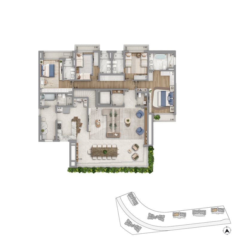 Apartamento Torre 1 Duplex - 394m² do Heritage Riviera