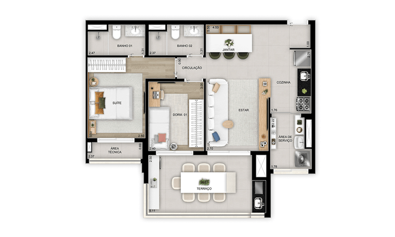 75m² do Quadra Diálogo Home Club