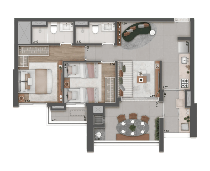 68m² do Raízes Reserve