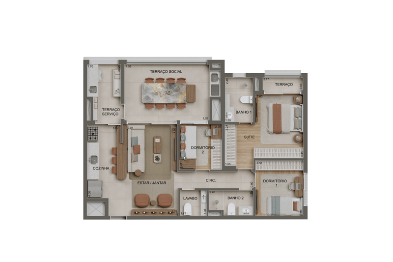 99m² do Alameda Tatuapé Condomínio Clube Residences