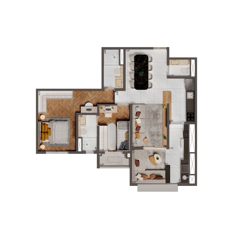 75m² do Palazzo Mooca By Living