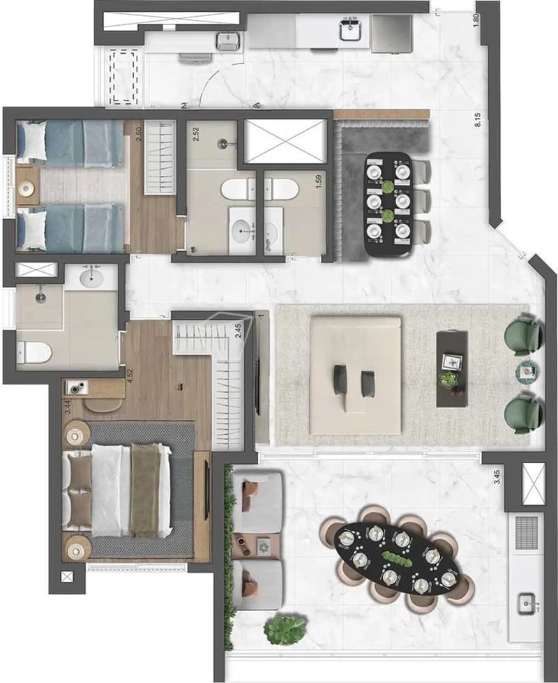 105m² do East Blue Residences Tatuapé