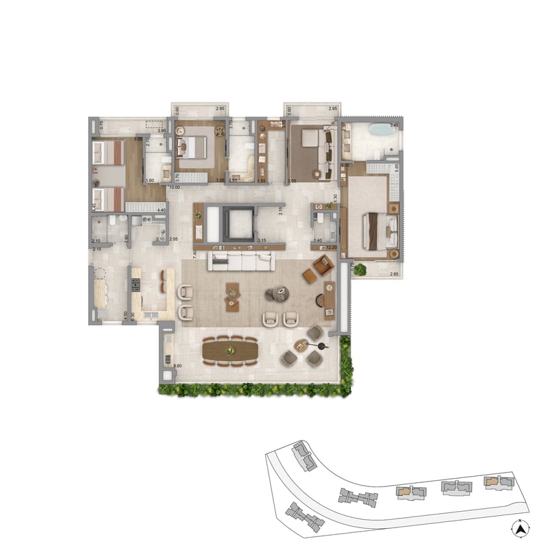 Apartamento Torre 1 - 265m² do Heritage Riviera