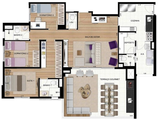 123m² do Gran Quadra San Felipe Giardino