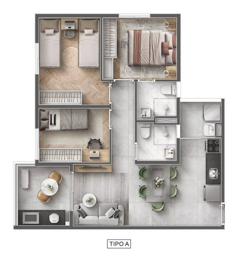 58m² do Bella Vita Mooca Home Clube