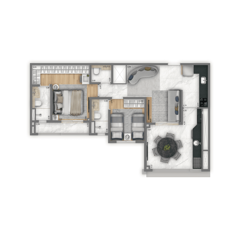 74m² do Living Pacific Belém