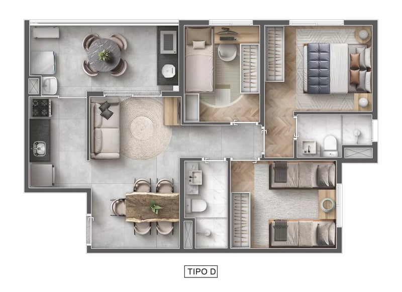 58m² do Bella Vita Mooca Home Clube