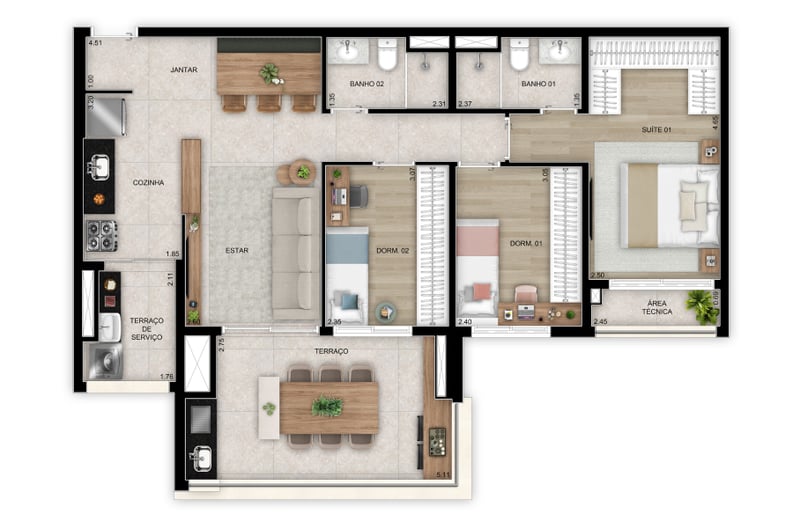 91m² do Vista Tatuapé Boulevard
