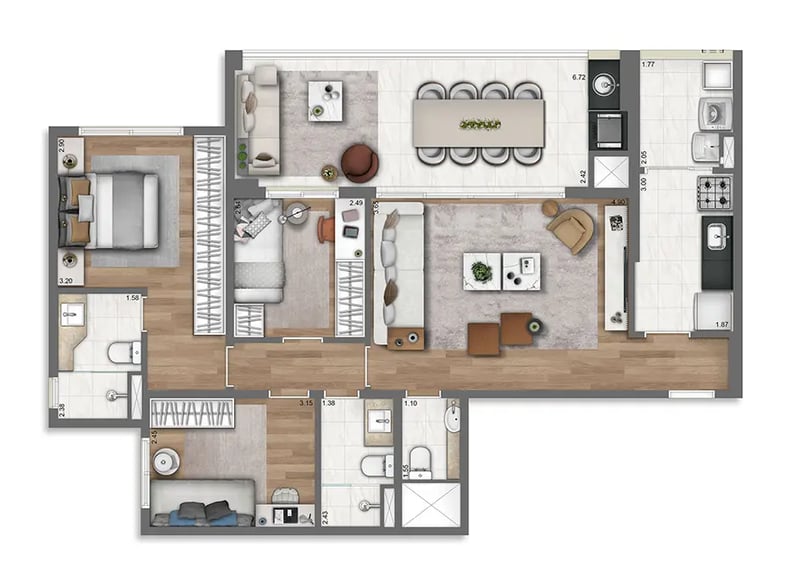 96m² do Nativ Tatuapé Garden Club