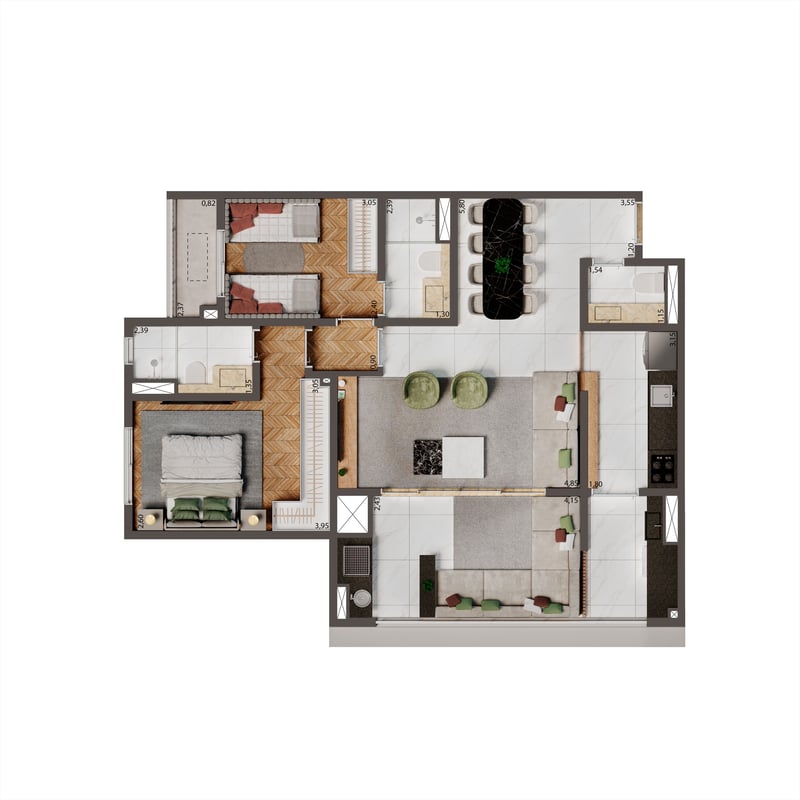 84m² do Palazzo Mooca By Living