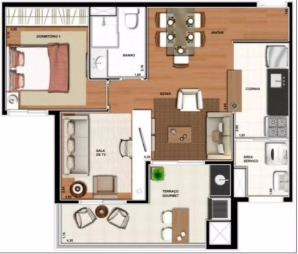 56m² do Fantastique Condominio Clube