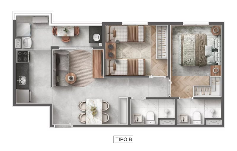 48m² do Bella Vita Mooca Home Clube