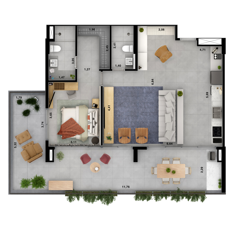 Ybira Extremidade 109m² do Artem