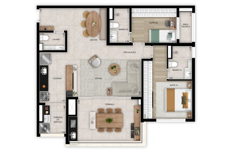 97m² do Vista Tatuapé Boulevard
