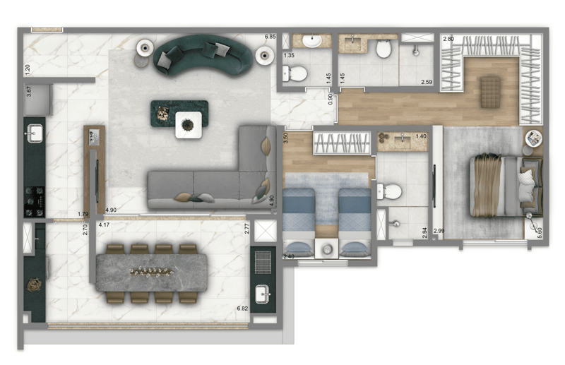 100m² do Living Villaggio Pienza