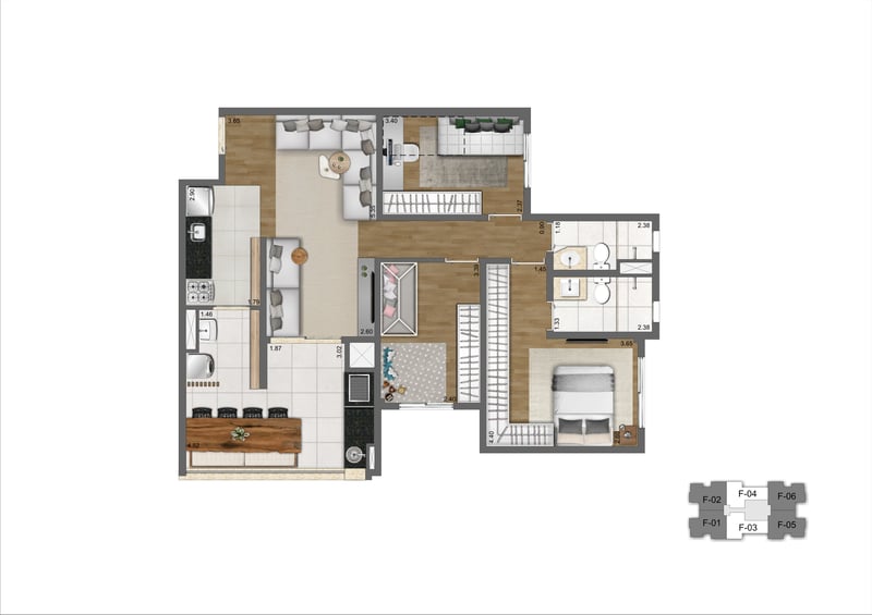 83m² do Living Wish Mooca