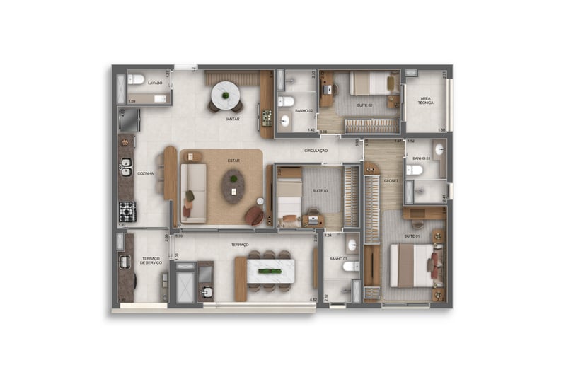 113m² do Orbya Vila Carrão Residences