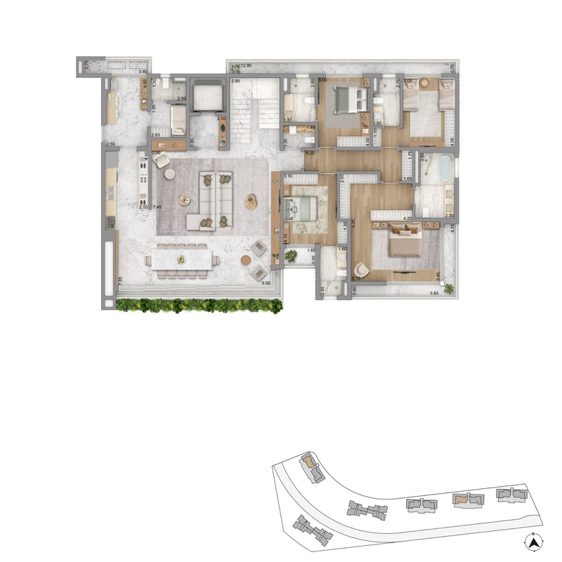 Apartamento Torre 2 Duplex - 390m²  do Heritage Riviera