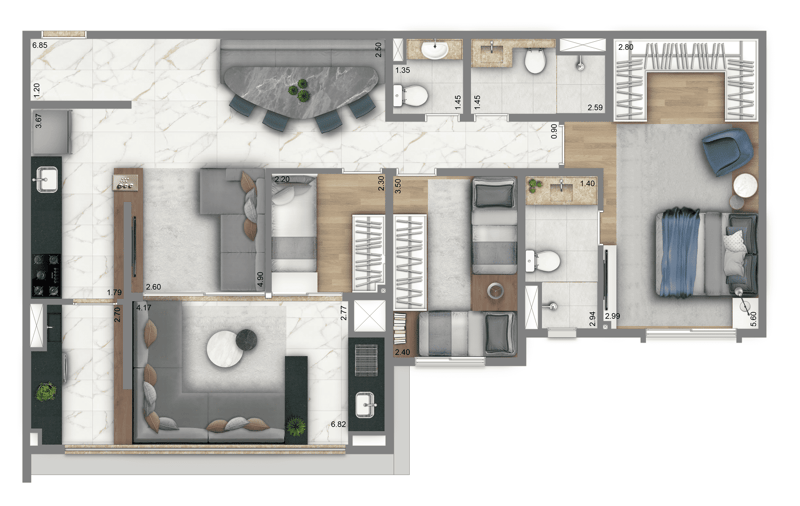100m² do Living Villaggio Pienza
