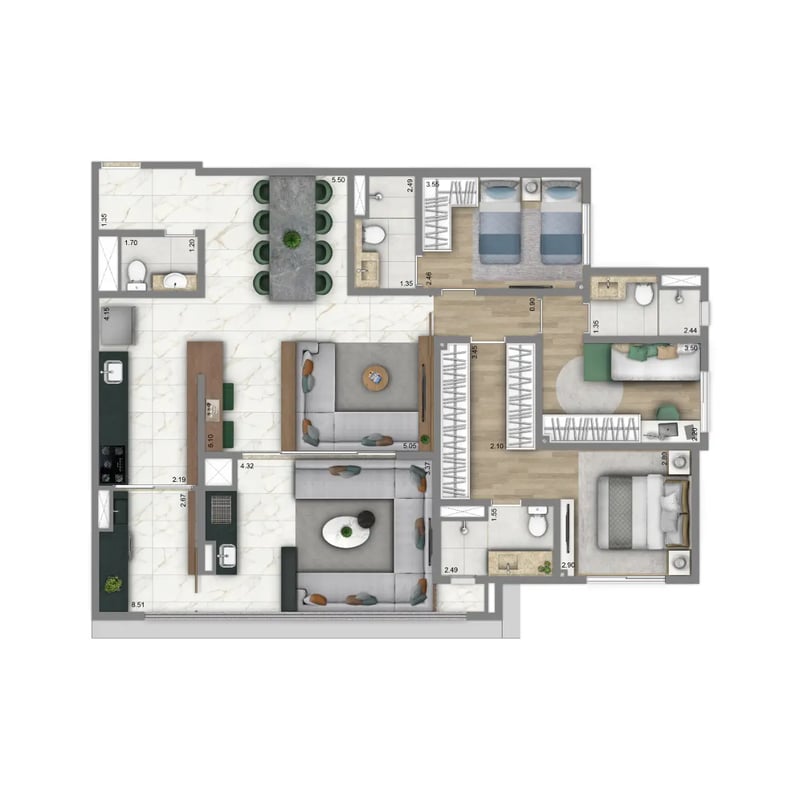 122m² do Living Villaggio Firenze