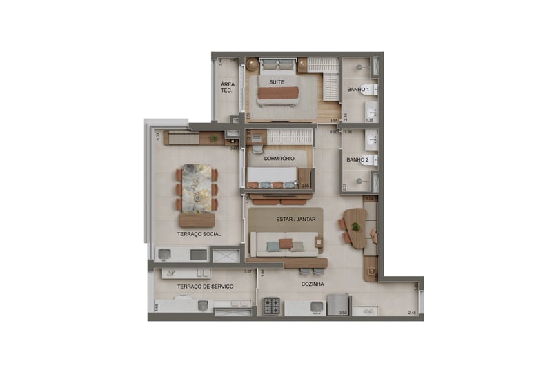 83m² do Alameda Tatuapé Condomínio Clube Residences