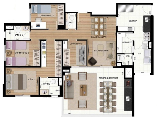 123m² do Gran Quadra San Felipe Giardino