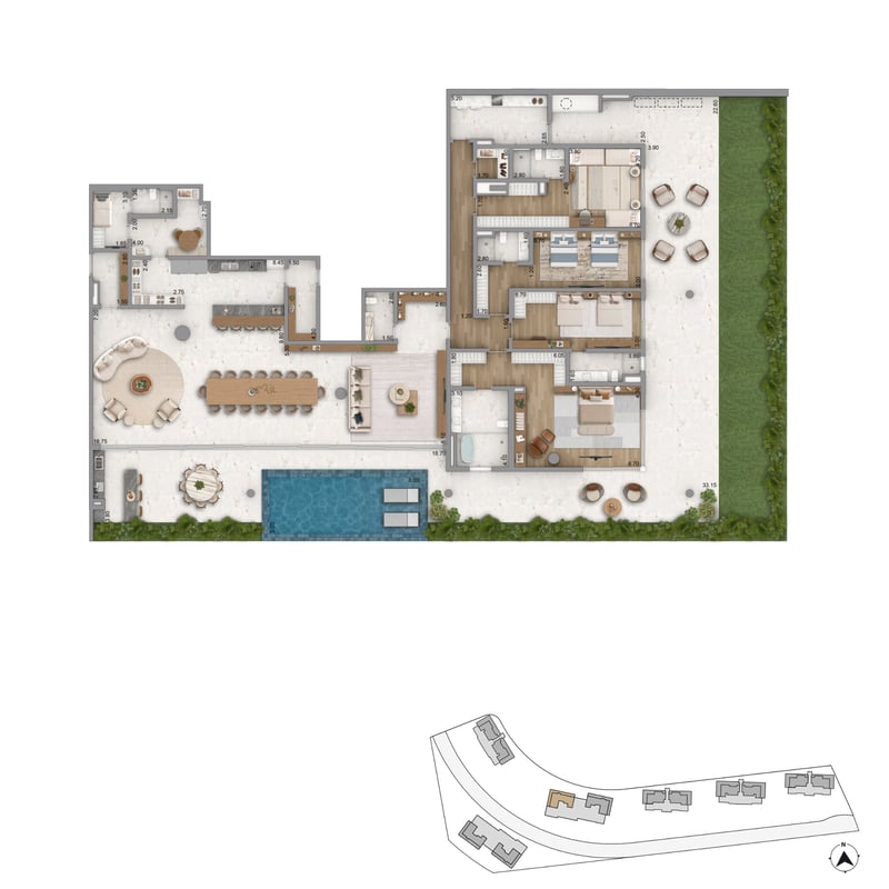 Apartamento Torre 3 Garden - 720m² do Heritage Riviera